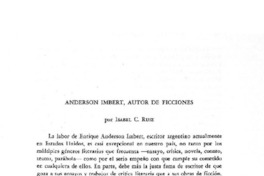 Anderson Imbert, autor de ficciones Anderson Imbert, autor de ficciones