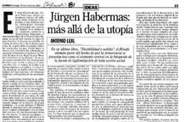 Jürgen Habermas, más allá de la utopía Jürgen Habermas, más allá de la utopía