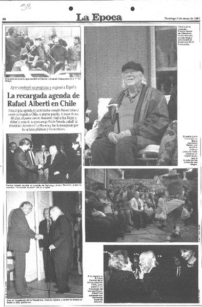 La Recargada agenda de Rafael Alberti en Chile.