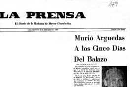 Murió Arguedas a los cinco días del balazo. Murió Arguedas a los cinco días del balazo.