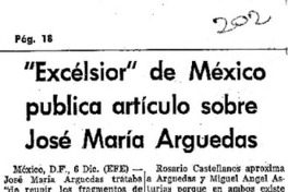 Excélsior" de México publica artículo sobre José María Arguedas. Excélsior" de México publica artículo sobre José María Arguedas.