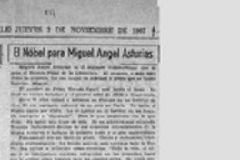 El Nobel para Miguel Angel Asturias El Nobel para Miguel Angel Asturias