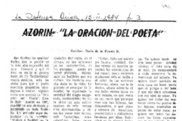 Azorín, "La oración del poeta" Azorín, "La oración del poeta"