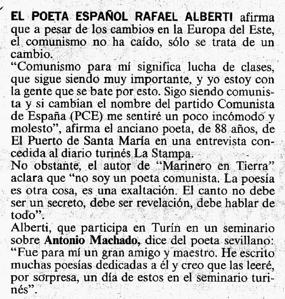 El Poeta español Rafael Alberti.