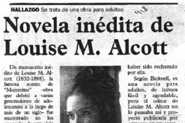 Novela inédita de Louise M. Alcott. Novela inédita de Louise M. Alcott.