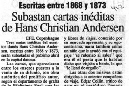 Subastan cartas inéditas de Hans Christian Andersen. Subastan cartas inéditas de Hans Christian Andersen.