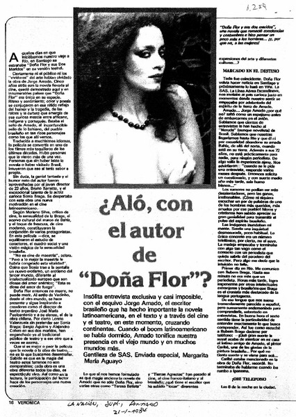 Aló, con el autor de "Doña Flor"?.