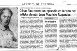 César Aira recrea un episodio en la vida del artista alemán Juan Mauricio Rugendas. César Aira recrea un episodio en la vida del artista alemán Juan Mauricio Rugendas.