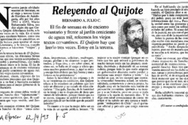 Releyendo al Quijote Releyendo al Quijote