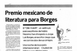 Premio mexicano de literatura para Borges