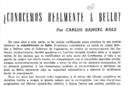 Conocemos realmente a Bello? Conocemos realmente a Bello?