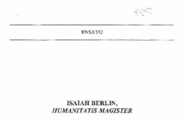 Isaiah Berlin, Humanitatis Magister Isaiah Berlin, Humanitatis Magister