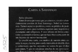 Carta a Saramago Carta a Saramago