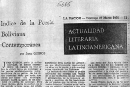 Indice de la poesía boliviana contemporánea Indice de la poesía boliviana contemporánea