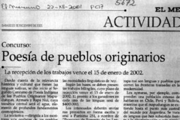 Concurso: Poesía de pueblo originarios. Concurso: Poesía de pueblo originarios.