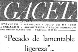 Pecado de lamentable ligereza"... Pecado de lamentable ligereza"...