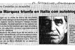 García Márquez triunfa en Italia con autobiografía. García Márquez triunfa en Italia con autobiografía.