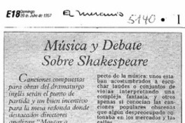 Música y debate sobre Shakespeare. Música y debate sobre Shakespeare.