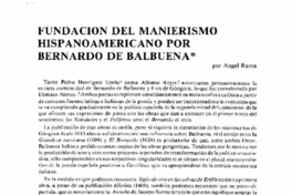 Fundación del manierismo hispanoamericano por Bernardo de Balbuena Fundación del manierismo hispanoamericano por Bernardo de Balbuena