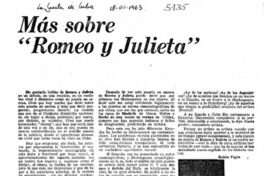 Más sobre "Romeo y Julieta". Más sobre "Romeo y Julieta".