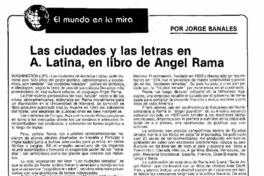 Las ciudades y la sletras en A. Latina, en libro de Angel Rama Las ciudades y la sletras en A. Latina, en libro de Angel Rama