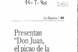 Presentan "Don Juan, el picao de la araña". Presentan "Don Juan, el picao de la araña".