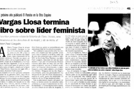 Vargas Llosa termina libro sobre líder feminista.