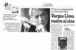 Vargas Llosa vuelve al cine.