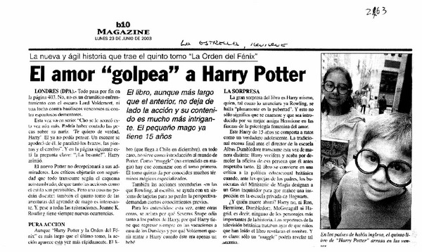 El amor "golpea" a Harry Potter.