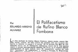 El polifacetismo de Rufino Blanco Fombona