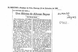 Una afición de Alfonso Reyes Una afición de Alfonso Reyes