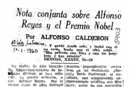 Nota conjunta sobre Alfonso Reyes y el Premio Nobel Nota conjunta sobre Alfonso Reyes y el Premio Nobel