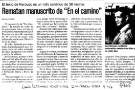 Remata manuscrito de "En el camino". Remata manuscrito de "En el camino".