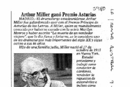 Arthur Miller ganó Premio Asturias. Arthur Miller ganó Premio Asturias.