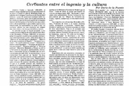 Cervantes entre el ingenio y la cultura Cervantes entre el ingenio y la cultura