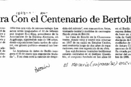 Berlín vibra con el centenario de Bertolt Brecht. Berlín vibra con el centenario de Bertolt Brecht.