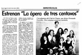 Estrenan "La ópera de tres centavos". Estrenan "La ópera de tres centavos".