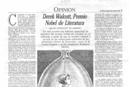 Dereck Walcott, Premio Nobel de Literatura Dereck Walcott, Premio Nobel de Literatura