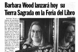 Bárbara Wood lanzará hoy su Tierra Sagrada en la Fería del Libro. Bárbara Wood lanzará hoy su Tierra Sagrada en la Fería del Libro.