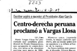 Centro-derecha peruana proclamó a Vargas Llosa. Centro-derecha peruana proclamó a Vargas Llosa.