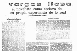 Vargas Llosa el novelista como esclavo de su propia experiencia de lo real