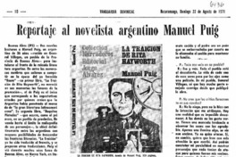 Reportaje al novelista argentino Manuel Puig.
