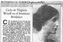 Ciclo de Virginia Woolf en el Instituto Británico. Ciclo de Virginia Woolf en el Instituto Británico.