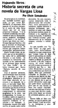Historia secreta de una novela de Vargas Llosa Historia secreta de una novela de Vargas Llosa