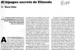 El hipogeo secreto de Elizondo El hipogeo secreto de Elizondo