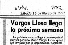 Vargas Llosa llega la próxima semana. Vargas Llosa llega la próxima semana.