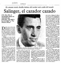 Salinger, el cazador cazado Ex amante revela detalles íntimos del escritor más oculto del mundo