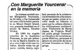 Con Marguerite Yourcenar en la memoria. Con Marguerite Yourcenar en la memoria.