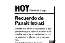 Recuerdo de Panait Istrati Recuerdo de Panait Istrati
