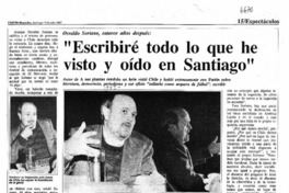 "Escribiré todo lo que he visto y oído en Santiago" "Escribiré todo lo que he visto y oído en Santiago"